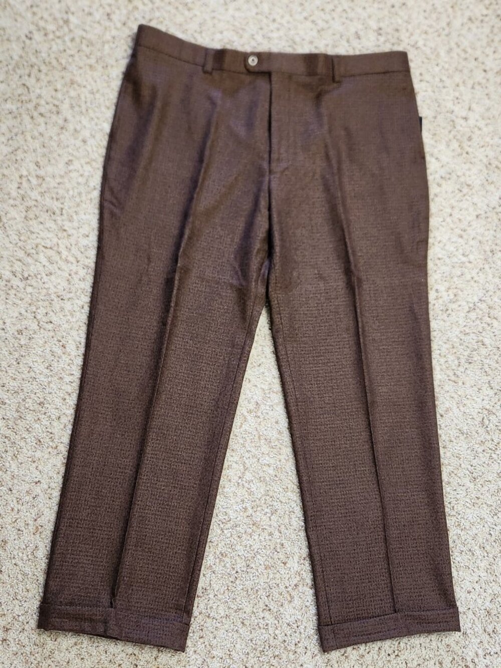 wool dress pants 44 men's Inserch brown check cuffed